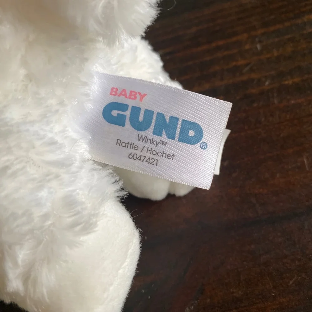 Baby Gund Winky‎ Lamb White Plush Rattle Sleeping Sheep 8 Inch Nursery Toy